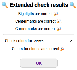 screenshot of the extended checks dialog